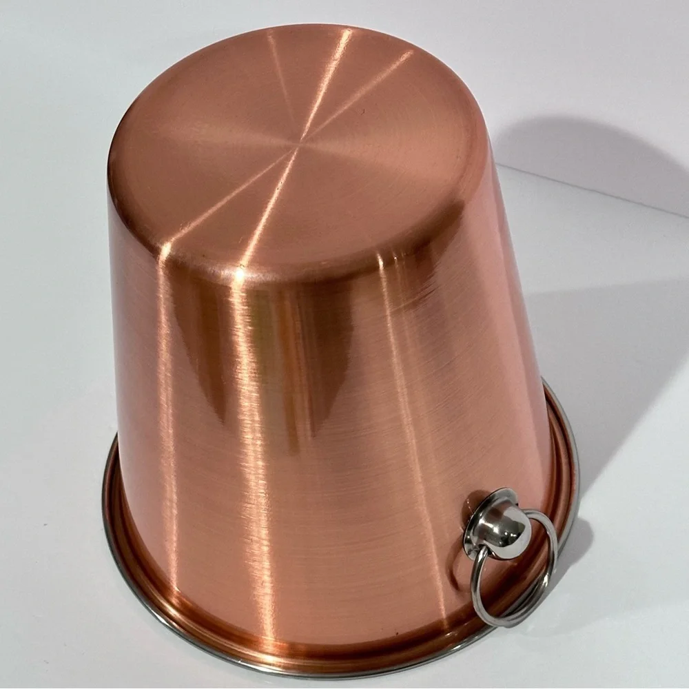Copper Finish Stainless Steel Ice Bucket w/ Ring Handles-Wine/Drink Chiller